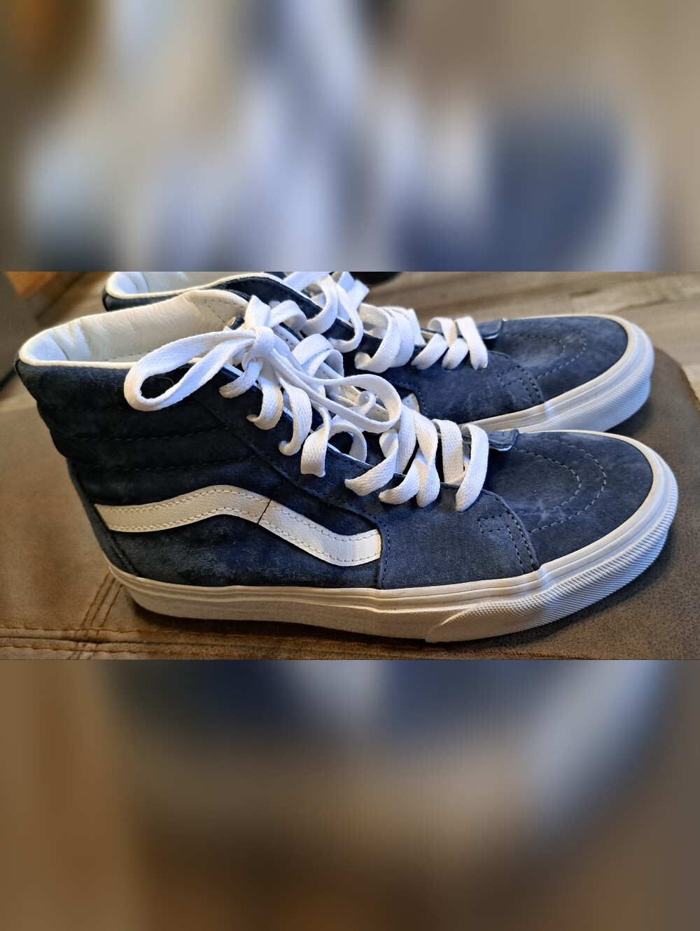 Vans Off The Wall SK8-Hi Shoes Blue Suede Water Repellent Men'5.5 Women 7.0